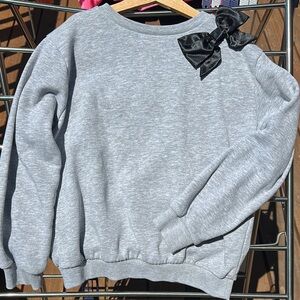 H&M Gray and Black Sweatshirt with Bow Detail like new